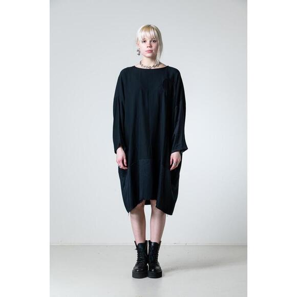 Maison Margiela Black Satin Sleeve Circle Pocket Dress - Picture 1 of 8